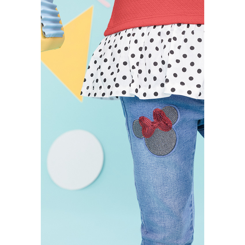 Jean effet used slim broderies Minnie Disney  Additional Jean effet used slim broderies Minnie Disney