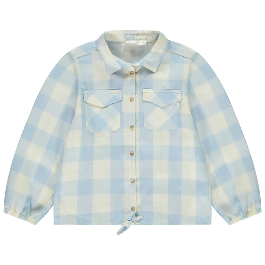Πουκάμισο μακρυμάνικο καρό με φιόγκο για κορίτσι 