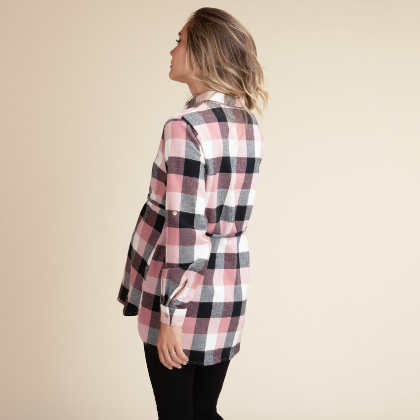 Chemise manches longues à carreaux pour femme 