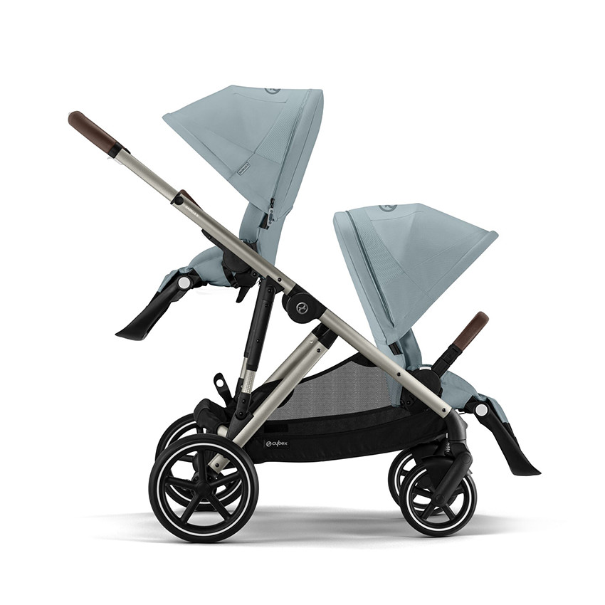 Διπλό καρότσι Gazelle S με panier σε χρώματα ταουπέ και μπλε καταιγίδας 