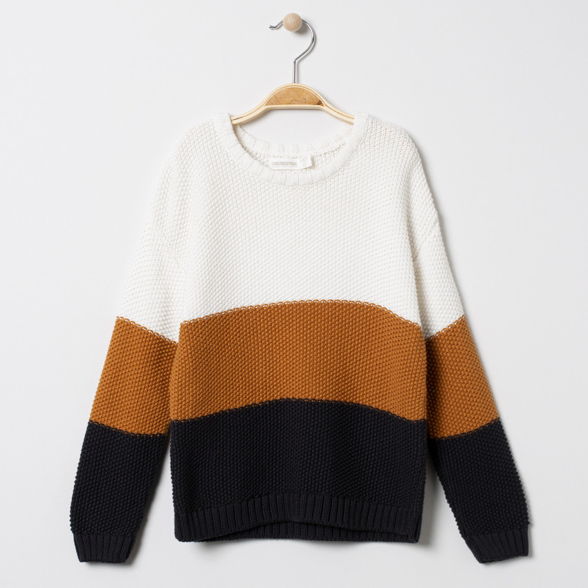 Pull tricolore à grosse maille 