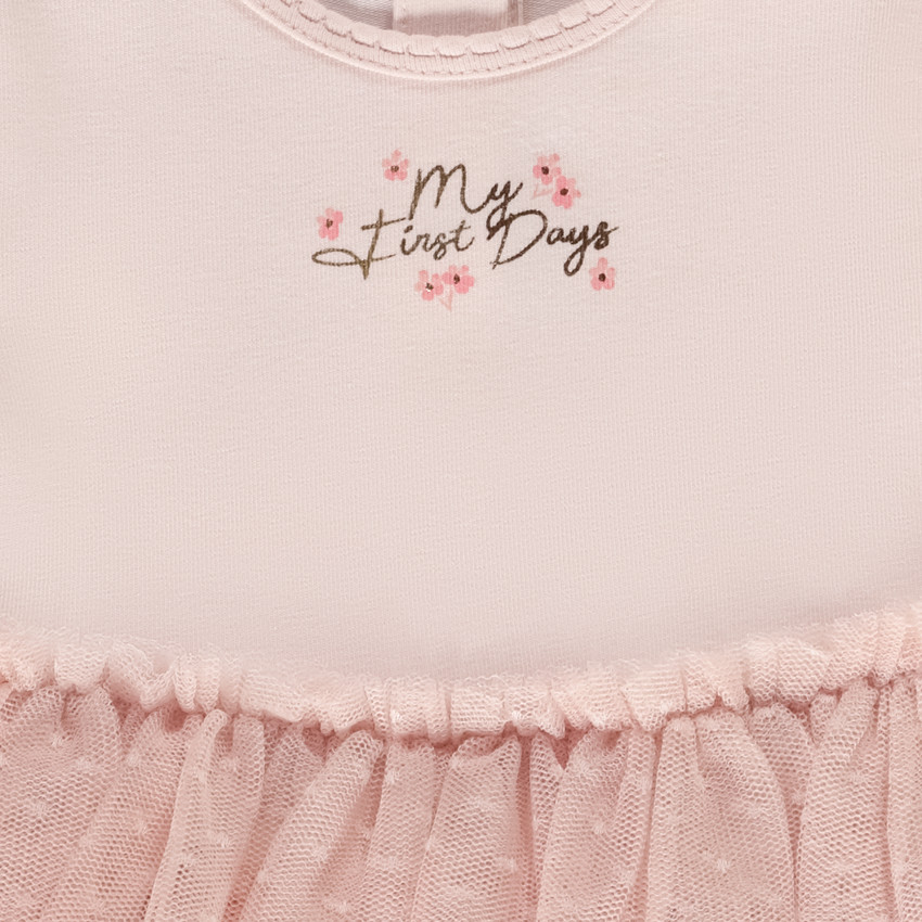 Φόρεμα body effet 2-σε-1 με τούλι plumetis για bebe κορίτσι 