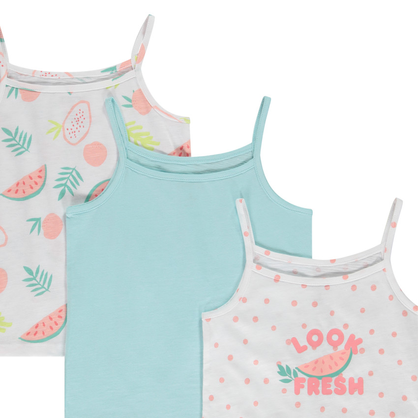 Σετ από 3 αμάνικα μπλουζάκια φαντασίας από jersey slub για κορίτσι 