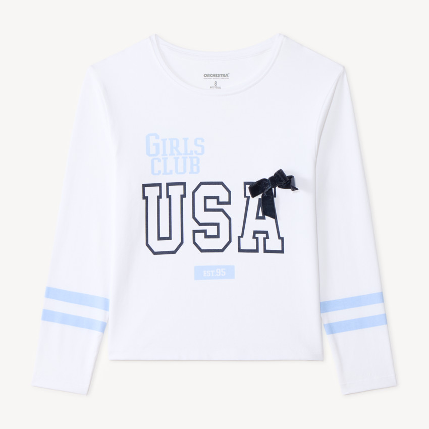 T-shirt κοριτσιού με μακριά μανίκια, εκτύπωση ΗΠΑ 
