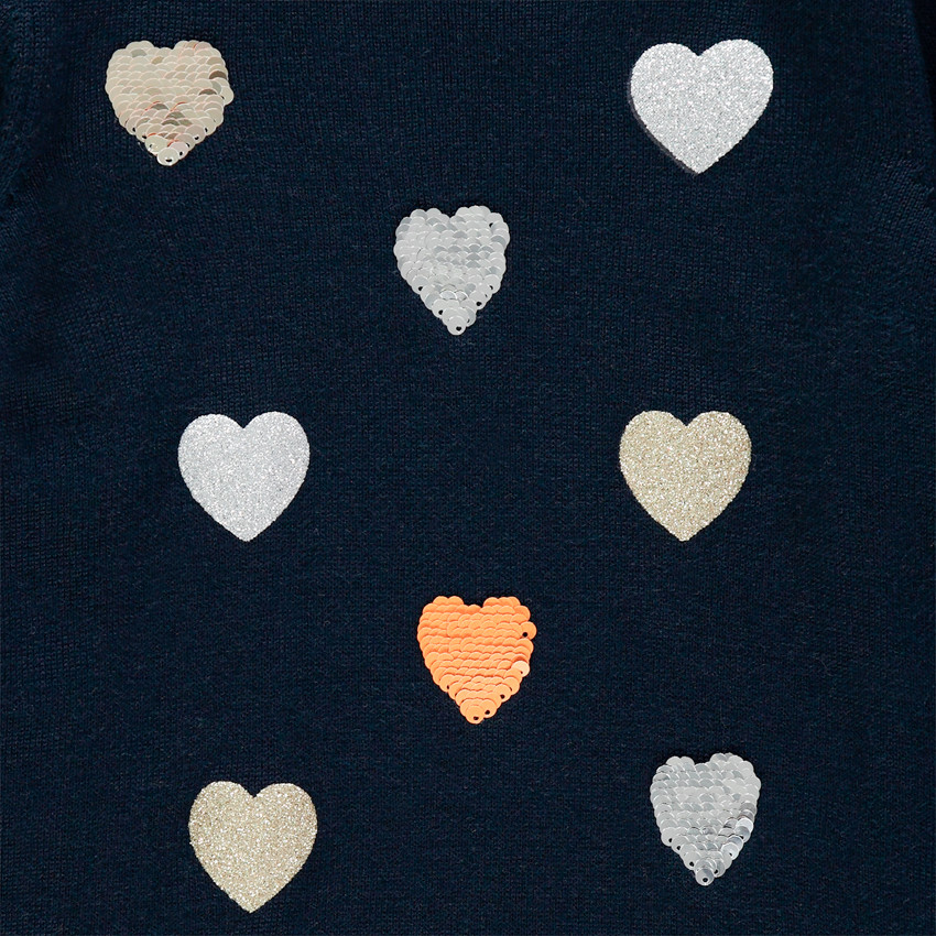 Πουλόβερ πλεκτό με καρδιές με παγιέτες για κορίτσι 