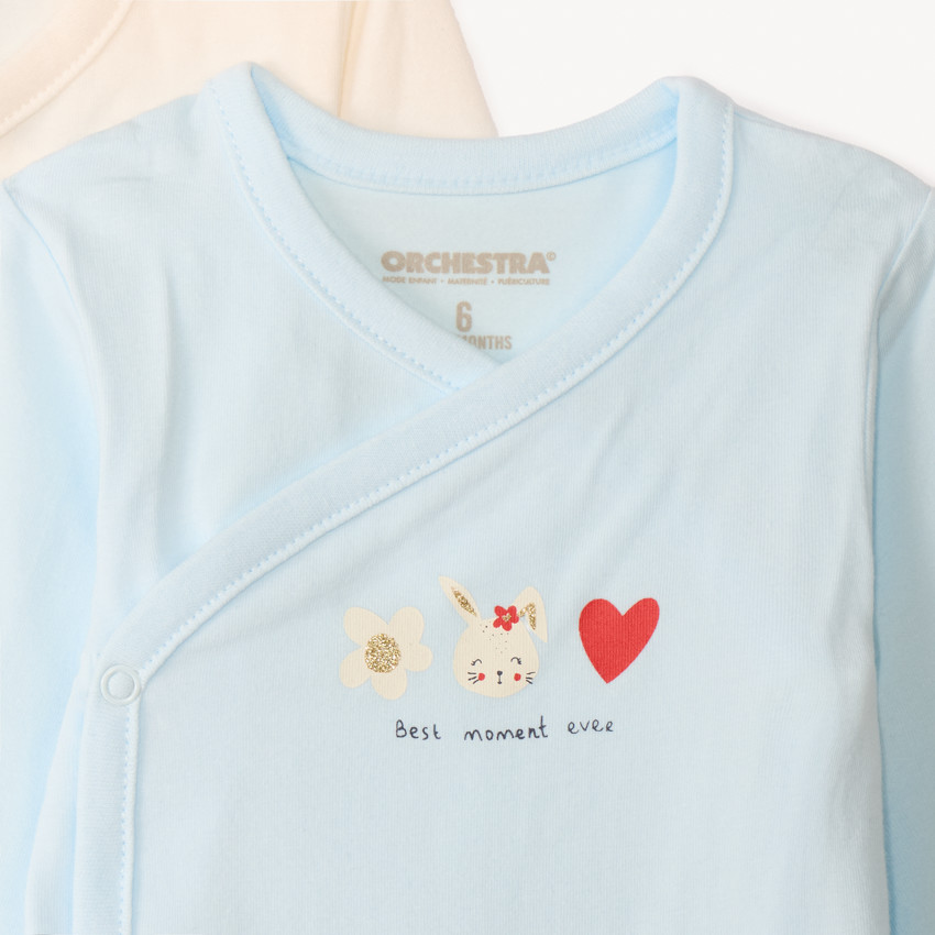 Lot de 7 bodies manches longues fantaisie pour bébé fille avec ouvertures différentes selon l'âge 