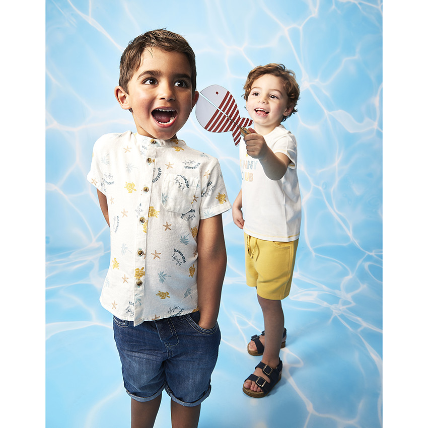 Κοντομάνικη πουκάμισο με φαντεζί σχέδιο για μωρό αγόρι 