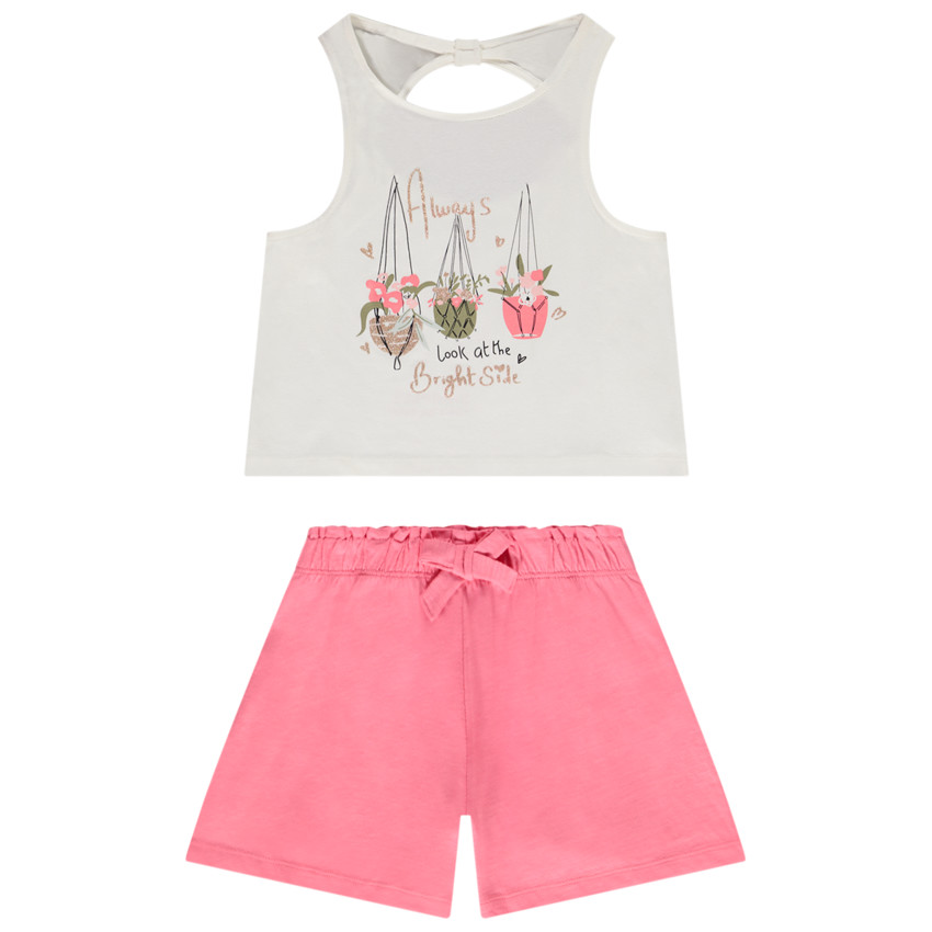 Ensemble 2 pièces en jersey débardeur printé + short uni pour fille  Additional Ensemble 2 pièces en jersey débardeur printé + short uni pour fille