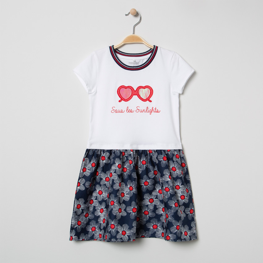 Φόρεμα κοντομάνικο 2 en 1 με εμπριμέ floral 