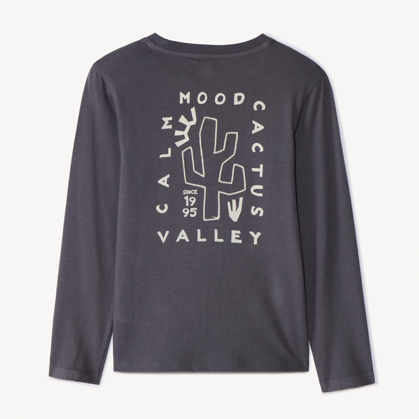 Μακρυμάνικο T-shirt με κέντημα κάκτου για αγόρι 