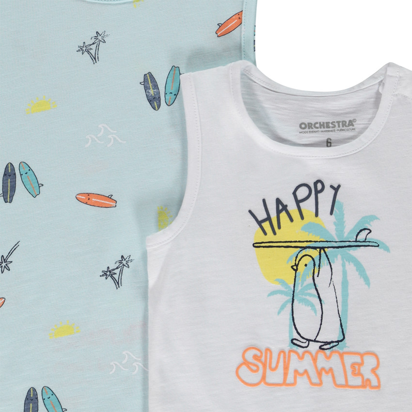 Σετ από 2 αμάνικα μπλουζάκια φαντεζί σε jersey slub για bebe αγόρι 