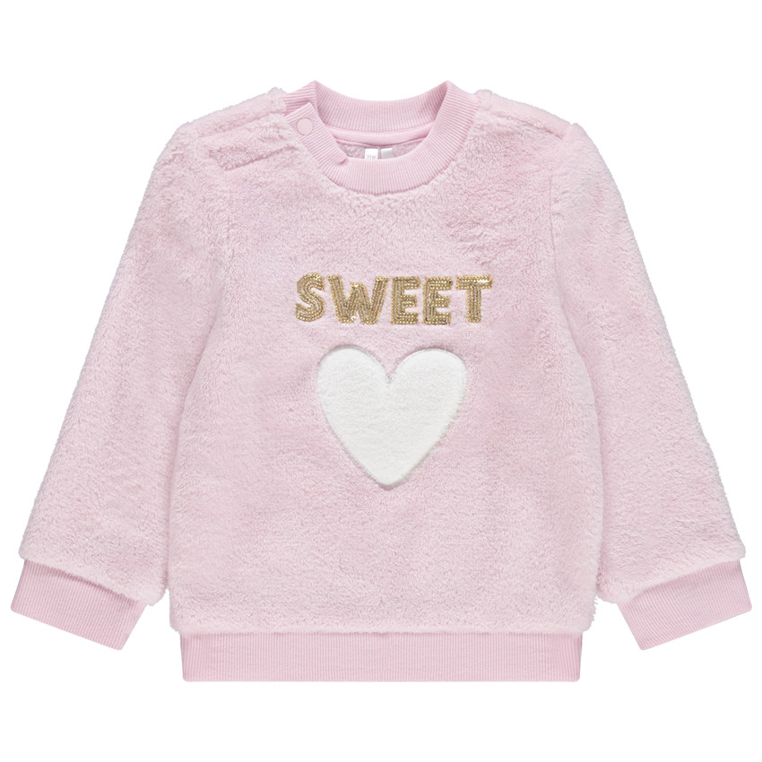 Ροζ φούτερ από sherpa με μήνυμα από χρυσαφί πούλιες 