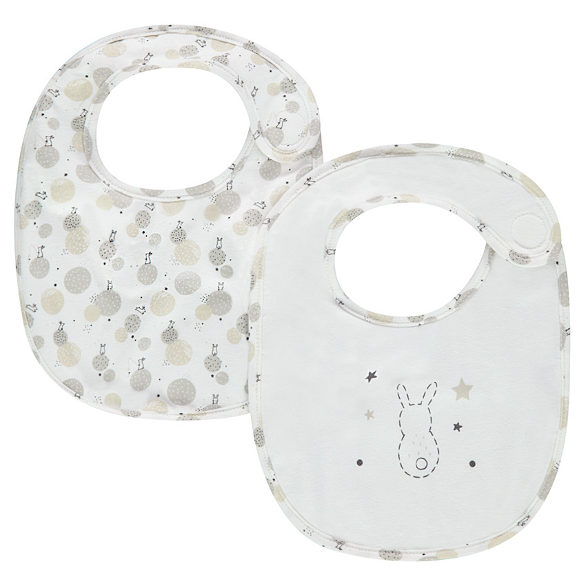 Σετ 2 σαλιάρεςμε κουνελάκι  πετσετέ βαμβακερές με velcro  