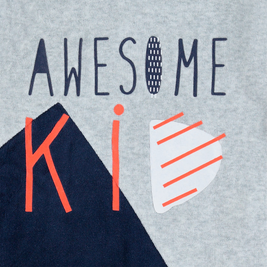 Βελουτέ πιτζάμα με τυπωμένο μήνυμα 