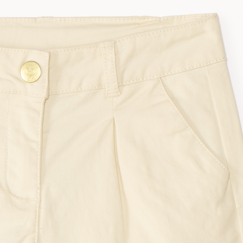 Σορτς twill μονόχρωμο effet πιέτα για κορίτσι 