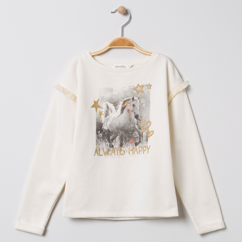 Sweat molleton gratté avec print à paillettes 