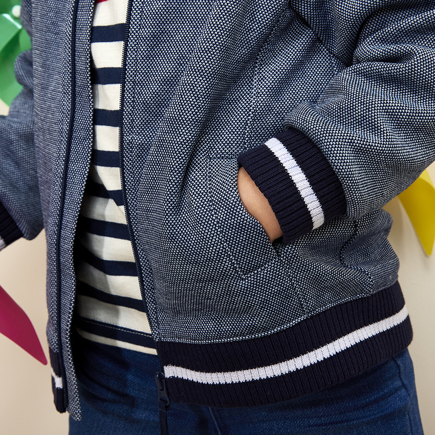 Ζακέτα με γιακά teddy από πλεκτό piquée για bebe αγόρι 