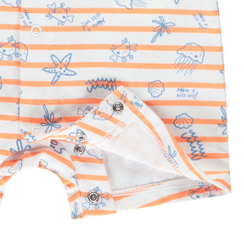 Combi κοντό ριγέ με φαντεζί σχέδιο για bebe αγόρι 