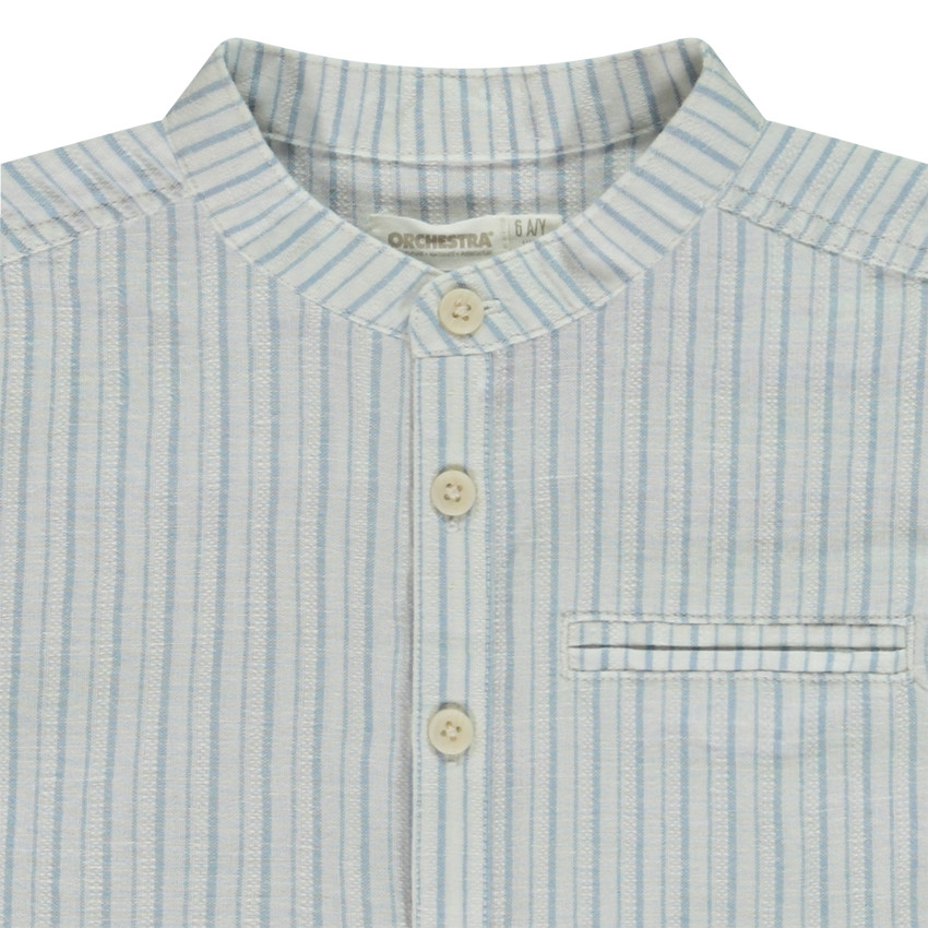 Πουκάμισο κοντομάνικο ριγέ με γιακά mao για αγόρι 