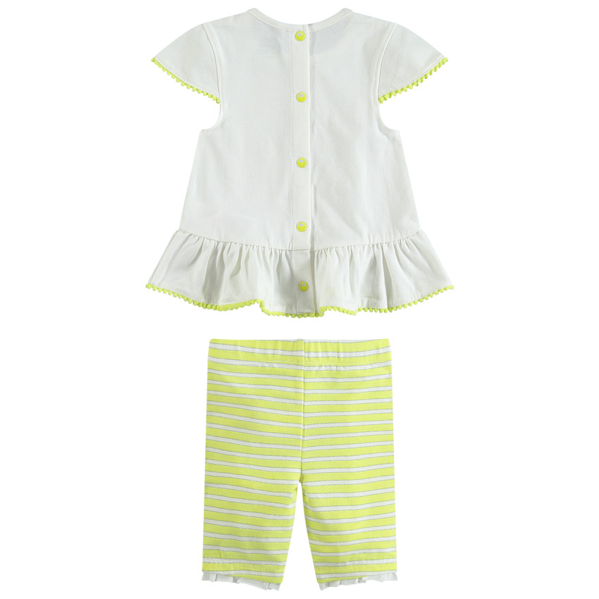 Σύνολο τουνίκ με στάμπα Μίνι και κοντό ριγέ κολάν 