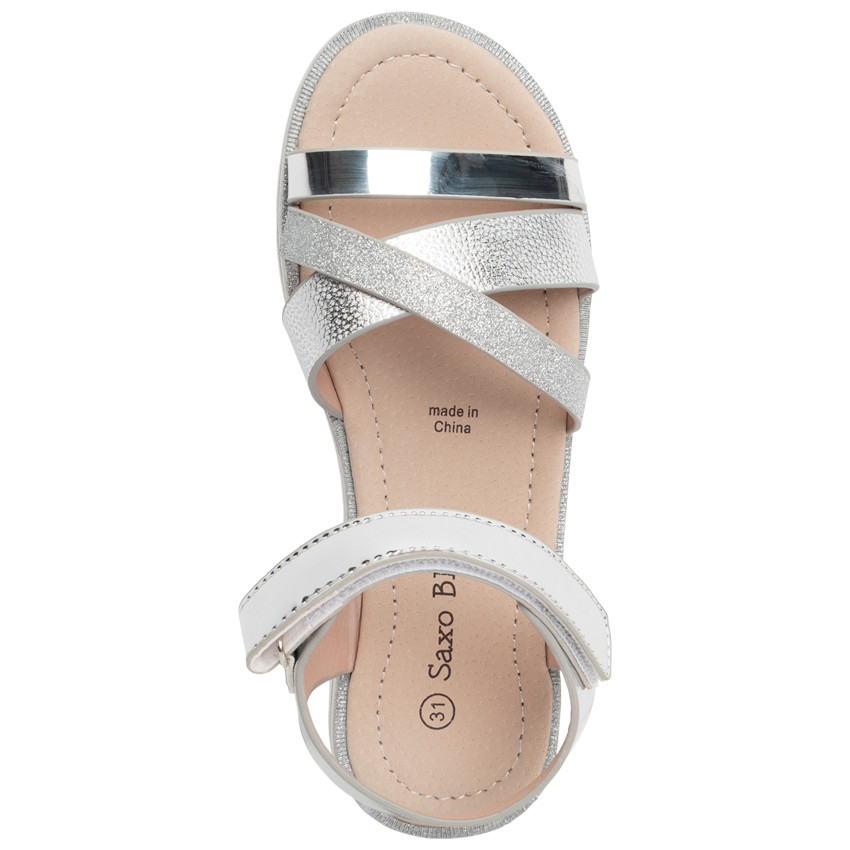 Ασημένια σανδάλια με λουριά για κορίτσι 