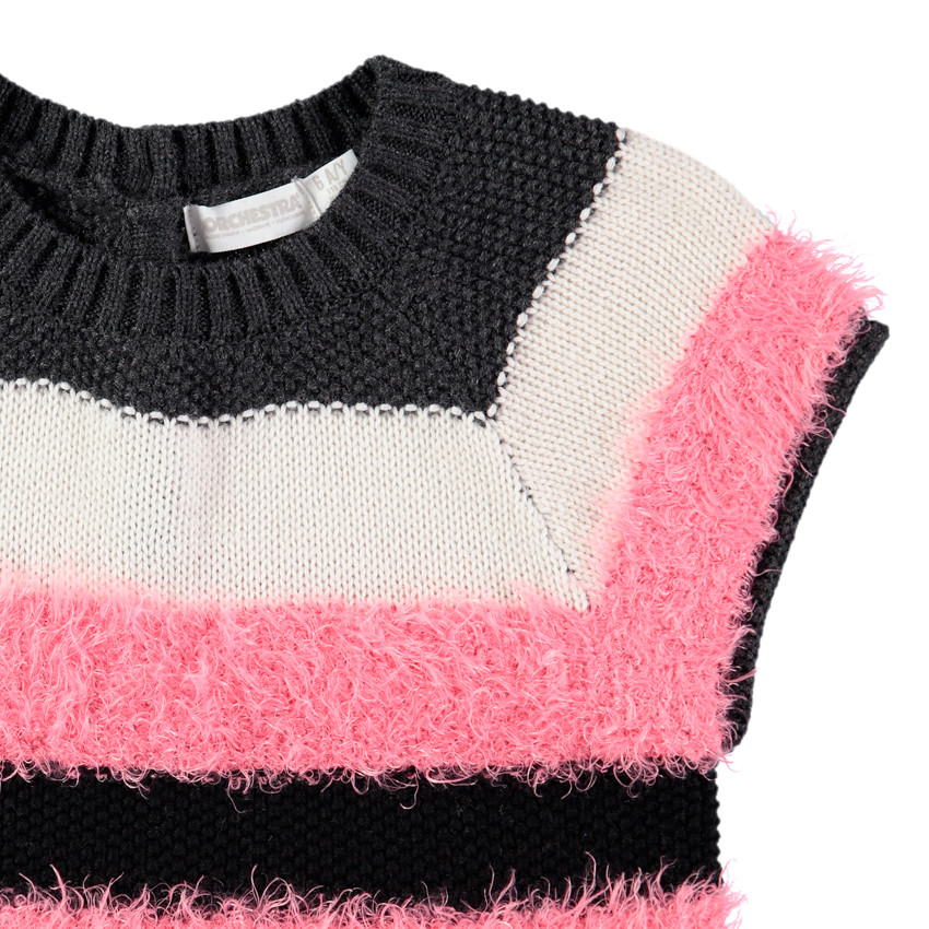 Πλεκτό κοντομάνικο ριγέ φόρεμα σε φαντεζί πλέξη  Additional Πλεκτό κοντομάνικο ριγέ φόρεμα σε φαντεζί πλέξη