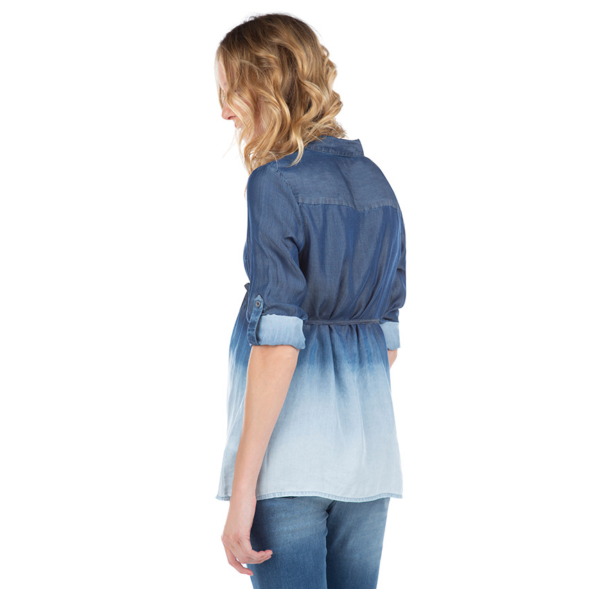 Μακρυμάνικο πουκάμισο από tencel με ξεβαμμένη όψη 