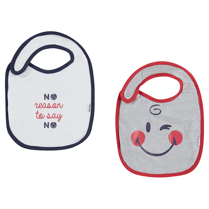 Σετ με 2 ζέρσεϊ σαλιάρες με στάμπα Smiley  