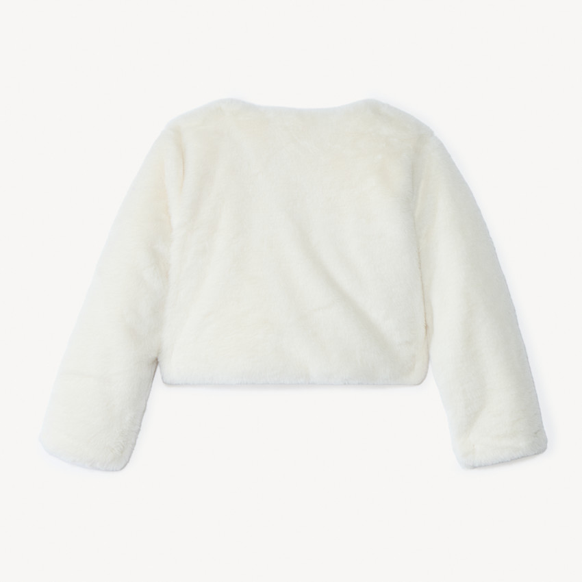 Ζακέτα μπολερό με επένδυση από ψεύτικη γούνα και φιόγκο για κορίτσι 