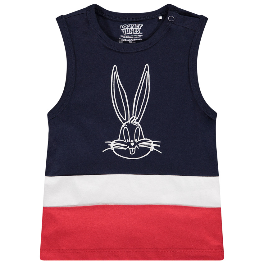 Αμάνικο μπλουζάκι jersey effet colorblock με σχέδιο Bugs Bunny για bebe αγόρι 