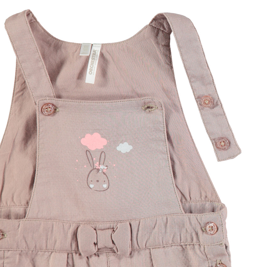 Salopette longue avec lapin printé et noeud 