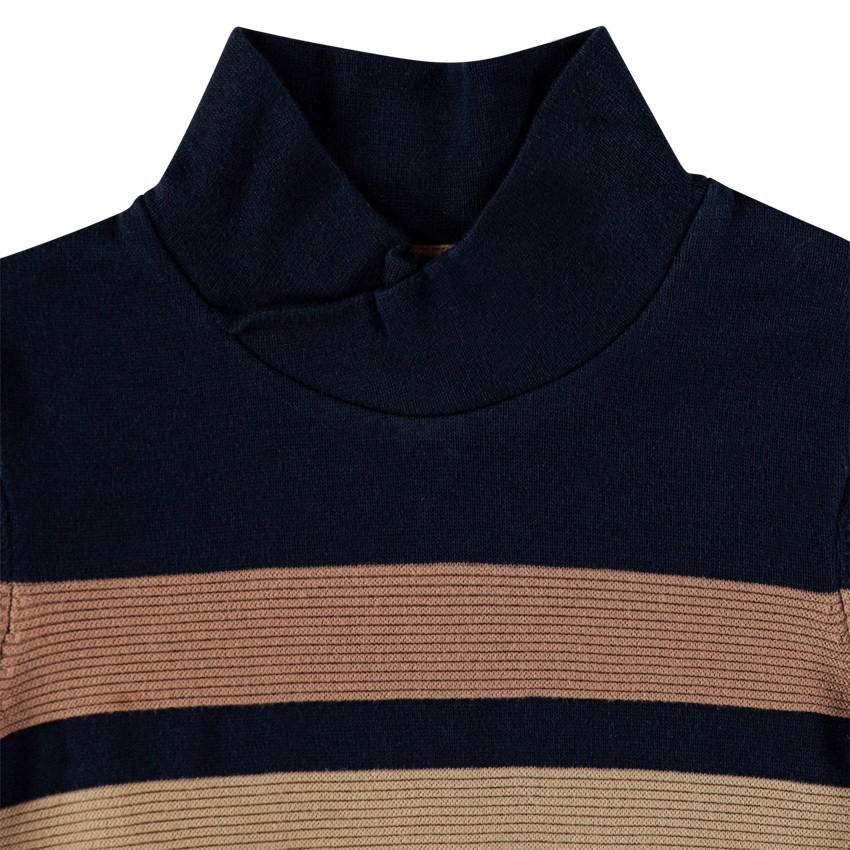 Πουλόβερ πλεκτό με κρουαζέ λαιμόκοψη και ρίγες  