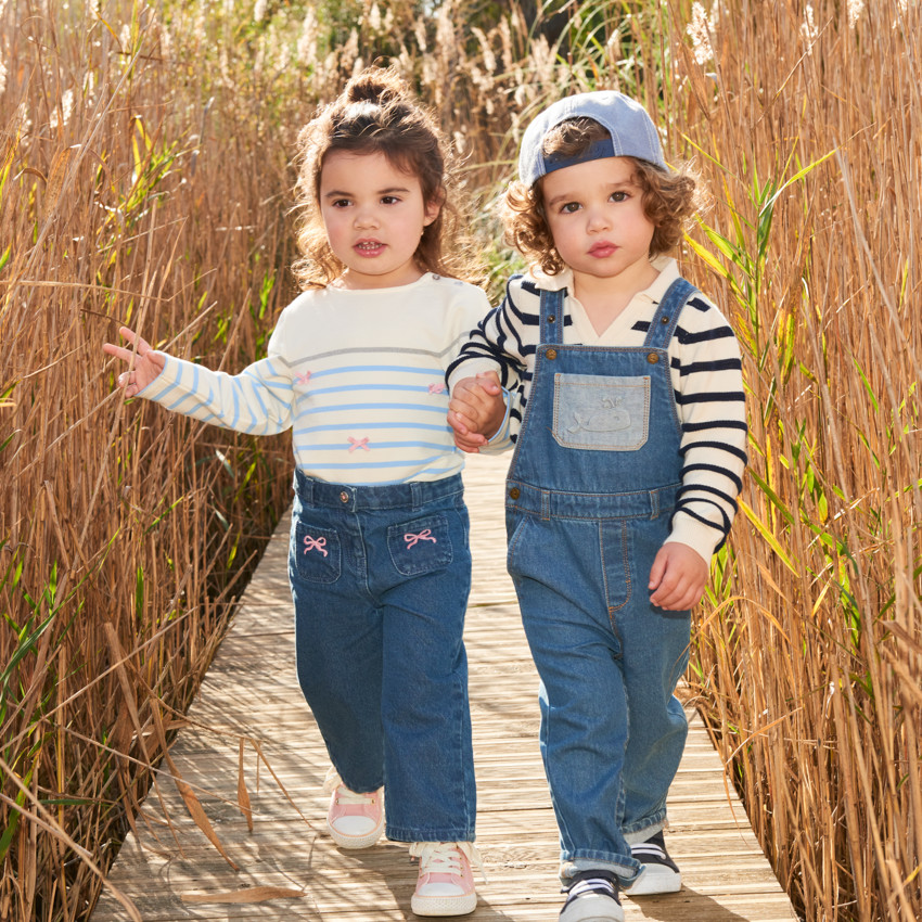 Μπλε τζιν φόρεμα με σχέδιο φάλαινας για αγοράκι. 