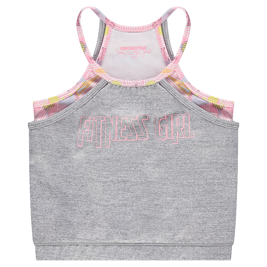 Μονόχρωμο cropped τοπ με ενσωματωμένο εμπριμέ μπουστάκι 