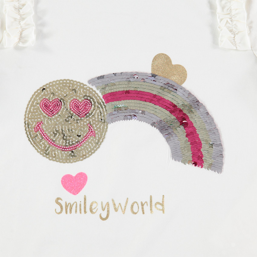 Μακρυμάνικη βαμβακερή μπλούζα με μοτίβο Smiley από «μαγικές» πούλιες  