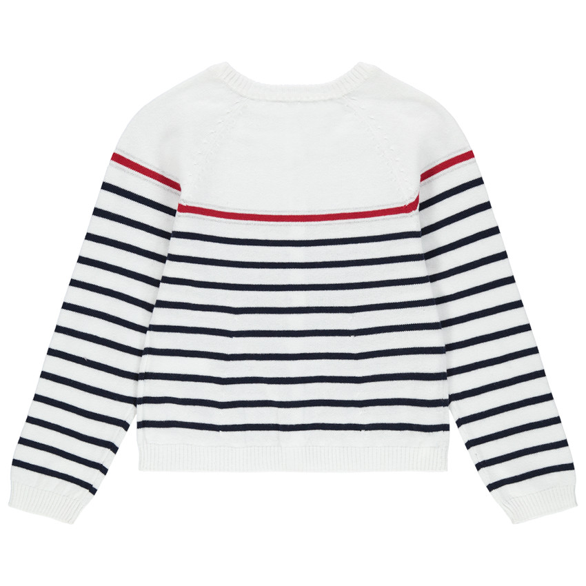 Πλεκτή ζακέτα με ζακάρ ρίγες και κερασάκια από πούλιες 