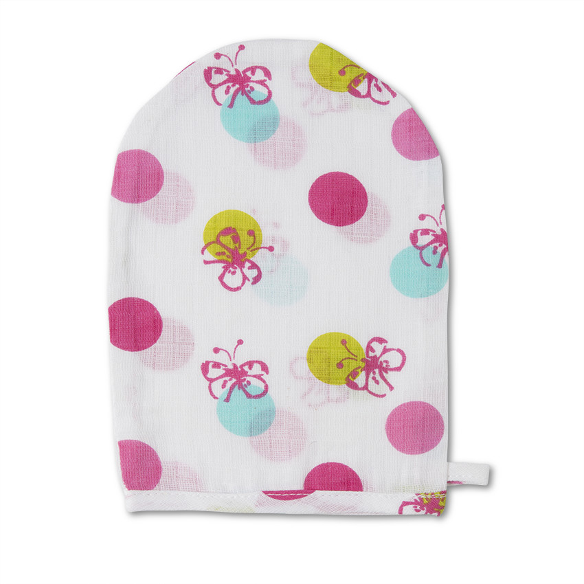 Lot de 4 gants de toilette en voile de coton 