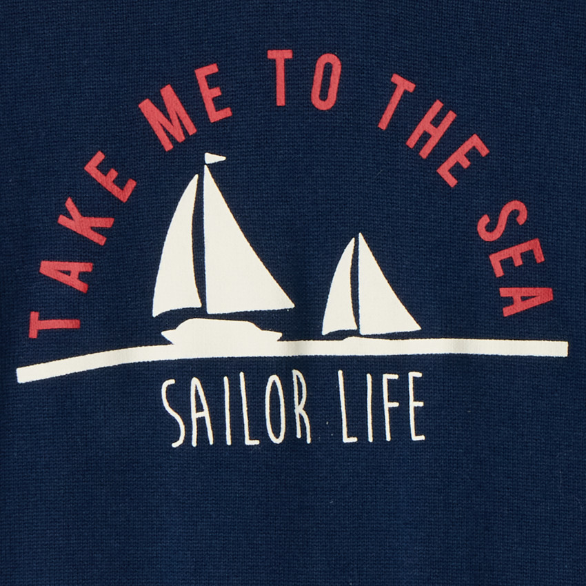 Πουκάμισο με μακριά μανίκια και V λαιμόκοψη με σχέδιο καράβι για αγόρι 