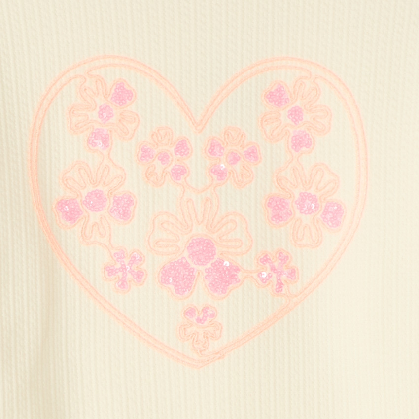 Σουέτ oversized από υφασμάτινη πλέξη με κεντήματα και στρας για κορίτσι 