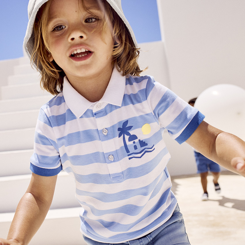 Πόλο κοντομάνικο ριγέ print arty για bebe αγόρι 