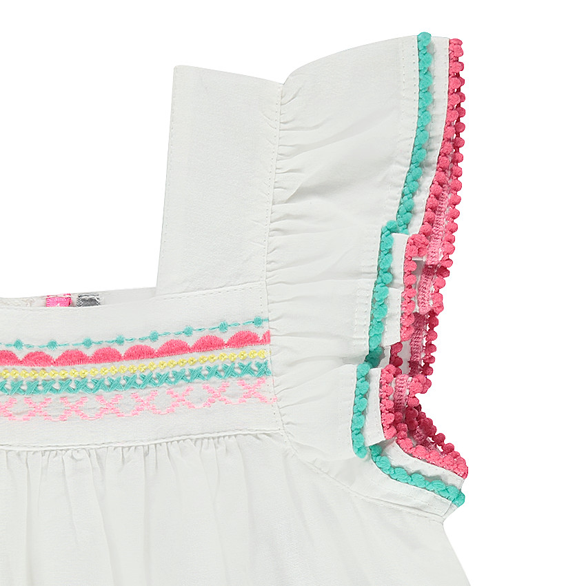 Βαμβακερό τοπ με μπορντούρα και κεντημένα λουλούδια 