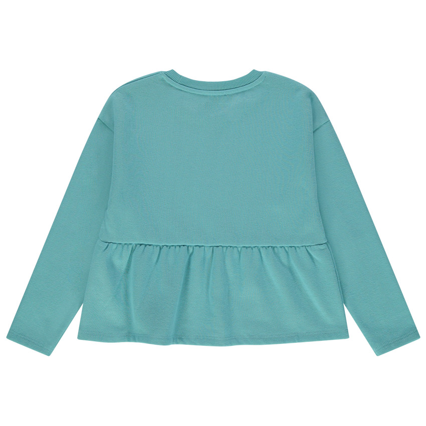 Sweat volanté en molleton à broderies dorées   