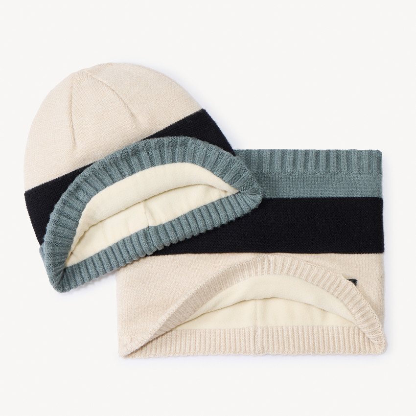Set bonnet + snood effet color block pour garçon 
