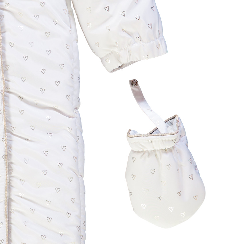 Combi-pilote με καρδιές ασημί με επένδυση sherpa για bebe κορίτσι 