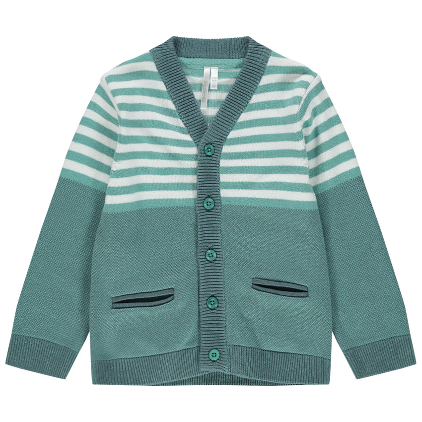 Πλεκτή ζακέτα με ρίγες και τσέπες 