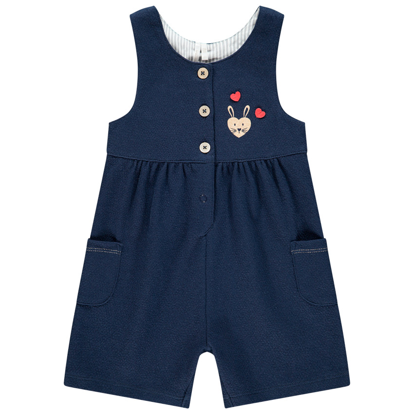 Combinaison courte en maille à poches et coeurs printés pour bébé fille 