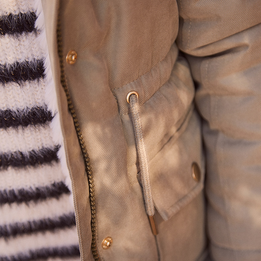 Αδιάβροχο παρκά με κουκούλα και αποσπώμενη ψεύτικη γούνα για κορίτσι 