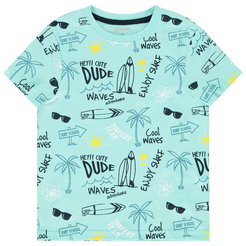 T-shirt βαμβακερό κοντομάνικο εμπριμέ για αγόρι Main T-shirt βαμβακερό κοντομάνικο εμπριμέ για αγόρι