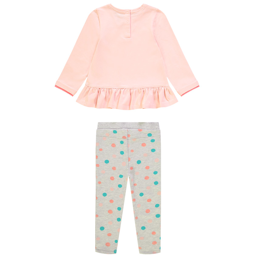 Σετ με Τουνίκ με βολάν σχέδιο γάτα  και παντελόνι με πουα 