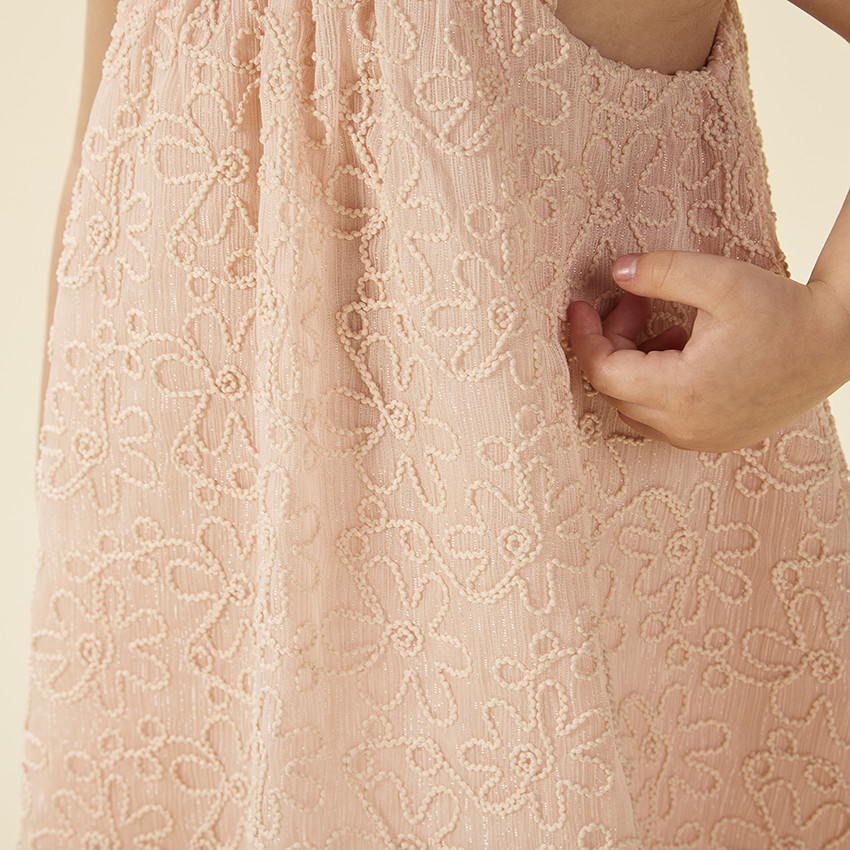 Robe sans manches bi-matière avec cording floral pour bébé fille  Additional Robe sans manches bi-matière avec cording floral pour bébé fille
